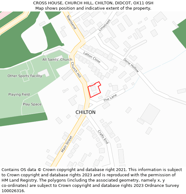 CROSS HOUSE, CHURCH HILL, CHILTON, DIDCOT, OX11 0SH: Location map and indicative extent of plot