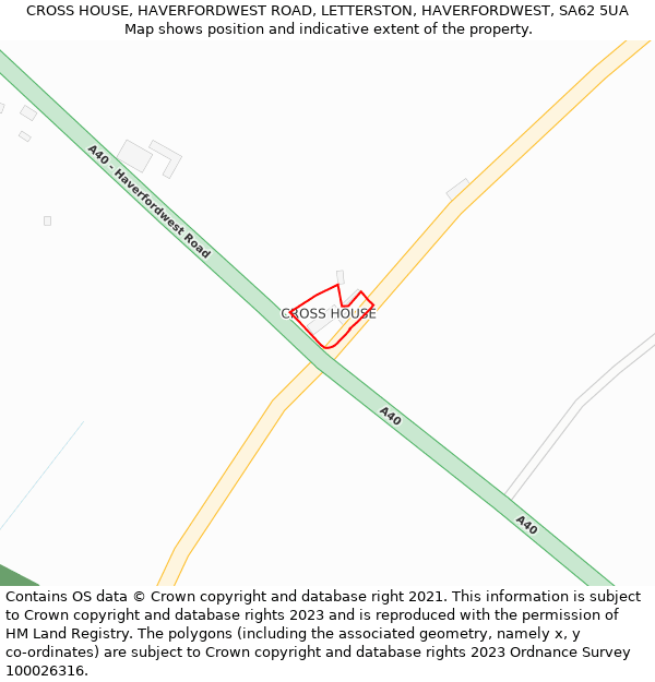 CROSS HOUSE, HAVERFORDWEST ROAD, LETTERSTON, HAVERFORDWEST, SA62 5UA: Location map and indicative extent of plot