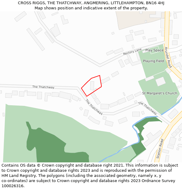 CROSS RIGGS, THE THATCHWAY, ANGMERING, LITTLEHAMPTON, BN16 4HJ: Location map and indicative extent of plot
