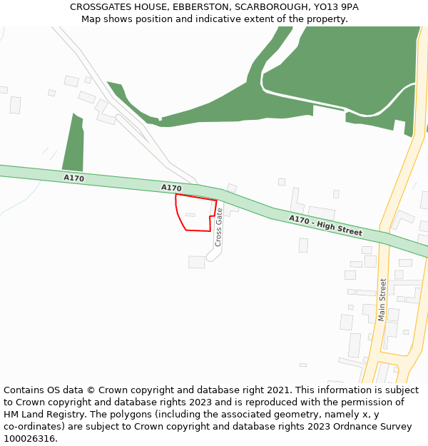 CROSSGATES HOUSE, EBBERSTON, SCARBOROUGH, YO13 9PA: Location map and indicative extent of plot
