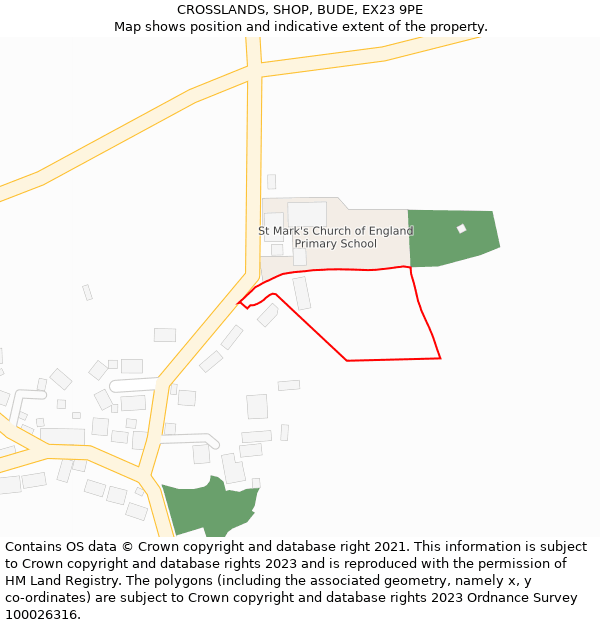 CROSSLANDS, SHOP, BUDE, EX23 9PE: Location map and indicative extent of plot