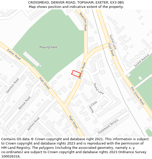 CROSSMEAD, DENVER ROAD, TOPSHAM, EXETER, EX3 0BS: Location map and indicative extent of plot