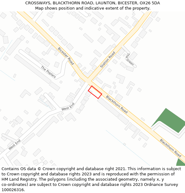 CROSSWAYS, BLACKTHORN ROAD, LAUNTON, BICESTER, OX26 5DA: Location map and indicative extent of plot