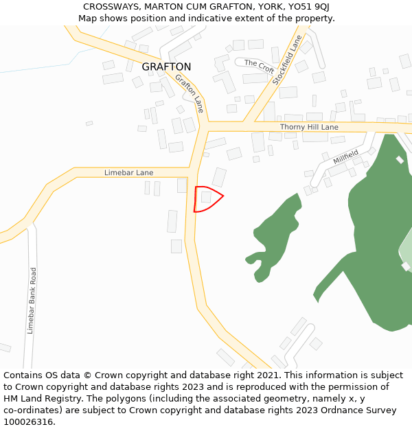 CROSSWAYS, MARTON CUM GRAFTON, YORK, YO51 9QJ: Location map and indicative extent of plot