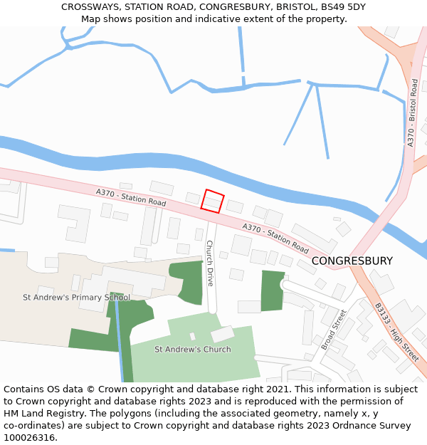 CROSSWAYS, STATION ROAD, CONGRESBURY, BRISTOL, BS49 5DY: Location map and indicative extent of plot