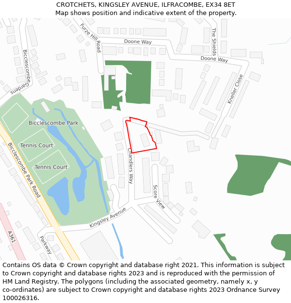 CROTCHETS, KINGSLEY AVENUE, ILFRACOMBE, EX34 8ET: Location map and indicative extent of plot