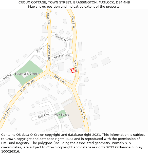 CROUX COTTAGE, TOWN STREET, BRASSINGTON, MATLOCK, DE4 4HB: Location map and indicative extent of plot