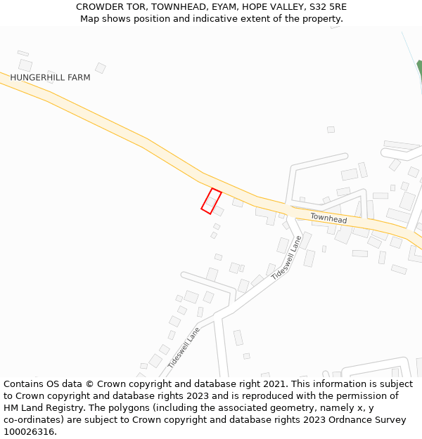 CROWDER TOR, TOWNHEAD, EYAM, HOPE VALLEY, S32 5RE: Location map and indicative extent of plot