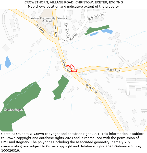 CROWETHORN, VILLAGE ROAD, CHRISTOW, EXETER, EX6 7NG: Location map and indicative extent of plot