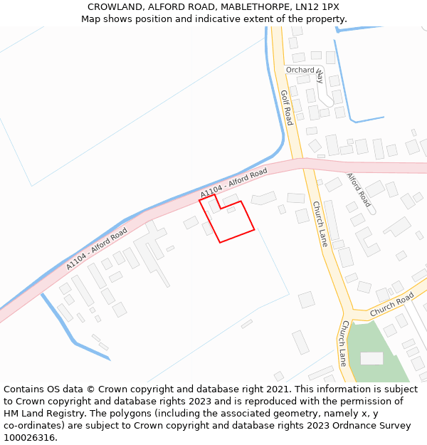 CROWLAND, ALFORD ROAD, MABLETHORPE, LN12 1PX: Location map and indicative extent of plot