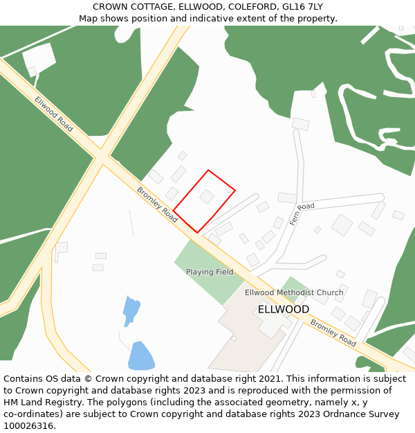 CROWN COTTAGE, ELLWOOD, COLEFORD, GL16 7LY: Location map and indicative extent of plot