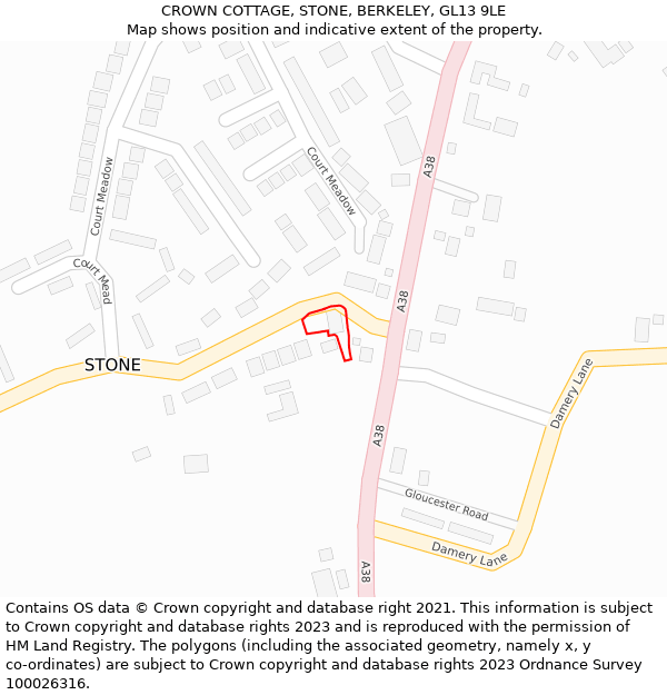 CROWN COTTAGE, STONE, BERKELEY, GL13 9LE: Location map and indicative extent of plot