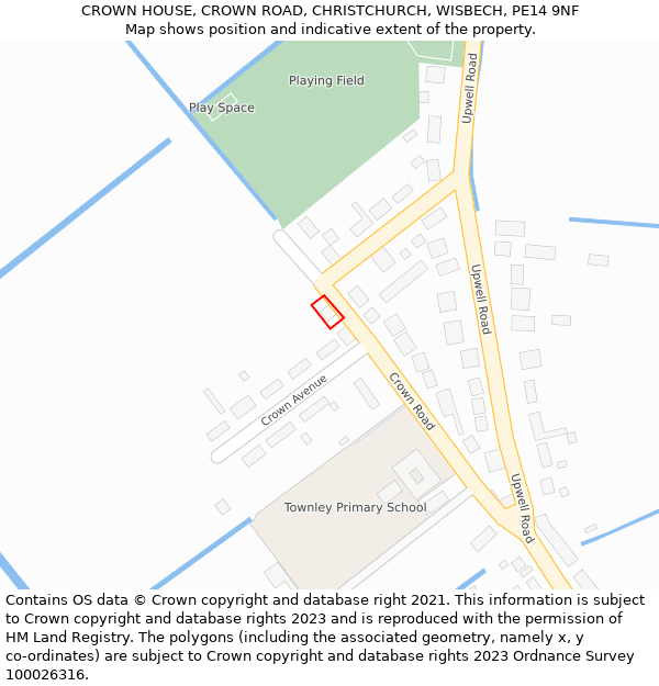 CROWN HOUSE, CROWN ROAD, CHRISTCHURCH, WISBECH, PE14 9NF: Location map and indicative extent of plot