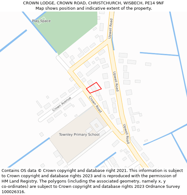 CROWN LODGE, CROWN ROAD, CHRISTCHURCH, WISBECH, PE14 9NF: Location map and indicative extent of plot