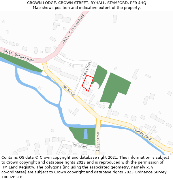 CROWN LODGE, CROWN STREET, RYHALL, STAMFORD, PE9 4HQ: Location map and indicative extent of plot