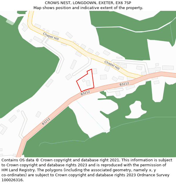 CROWS NEST, LONGDOWN, EXETER, EX6 7SP: Location map and indicative extent of plot