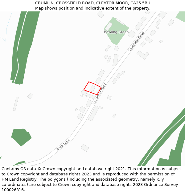 CRUMLIN, CROSSFIELD ROAD, CLEATOR MOOR, CA25 5BU: Location map and indicative extent of plot