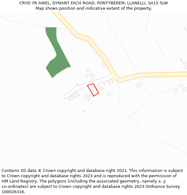 CRYD YR AWEL, DYNANT FACH ROAD, PONTYBEREM, LLANELLI, SA15 5LW: Location map and indicative extent of plot