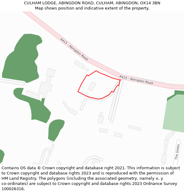CULHAM LODGE, ABINGDON ROAD, CULHAM, ABINGDON, OX14 3BN: Location map and indicative extent of plot
