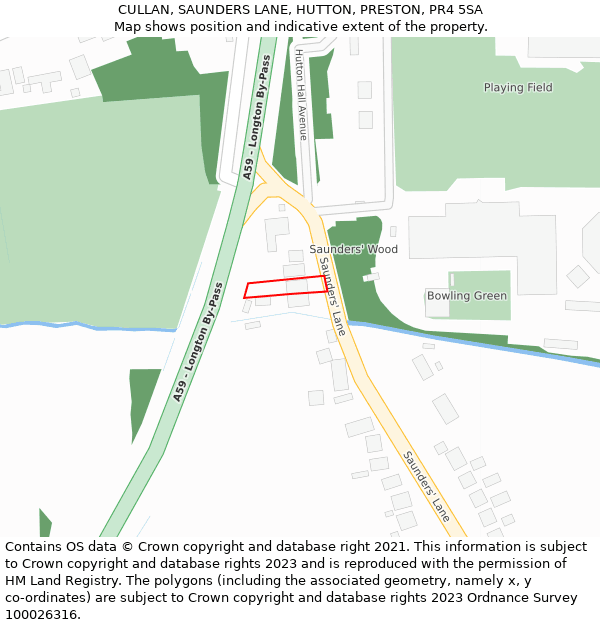 CULLAN, SAUNDERS LANE, HUTTON, PRESTON, PR4 5SA: Location map and indicative extent of plot