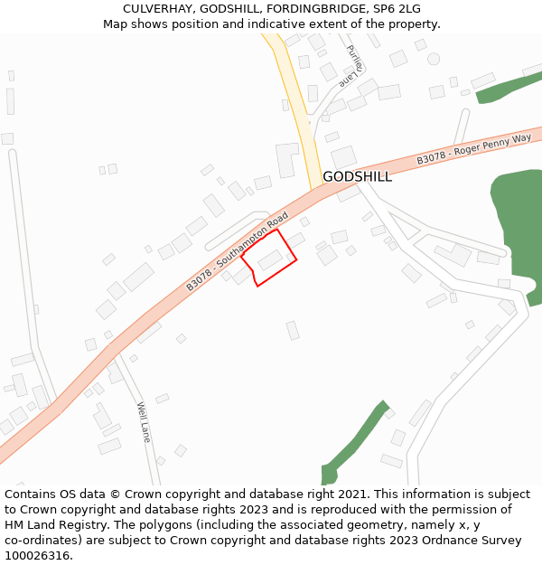CULVERHAY, GODSHILL, FORDINGBRIDGE, SP6 2LG: Location map and indicative extent of plot