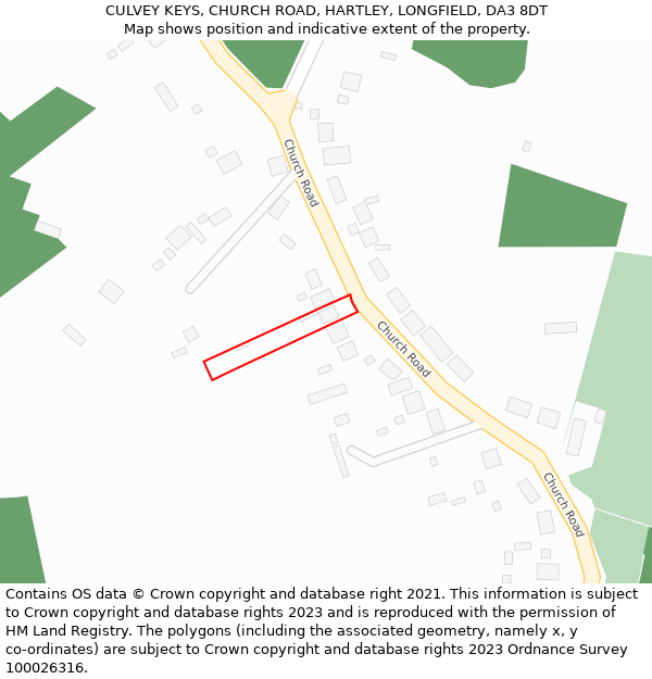 CULVEY KEYS, CHURCH ROAD, HARTLEY, LONGFIELD, DA3 8DT: Location map and indicative extent of plot