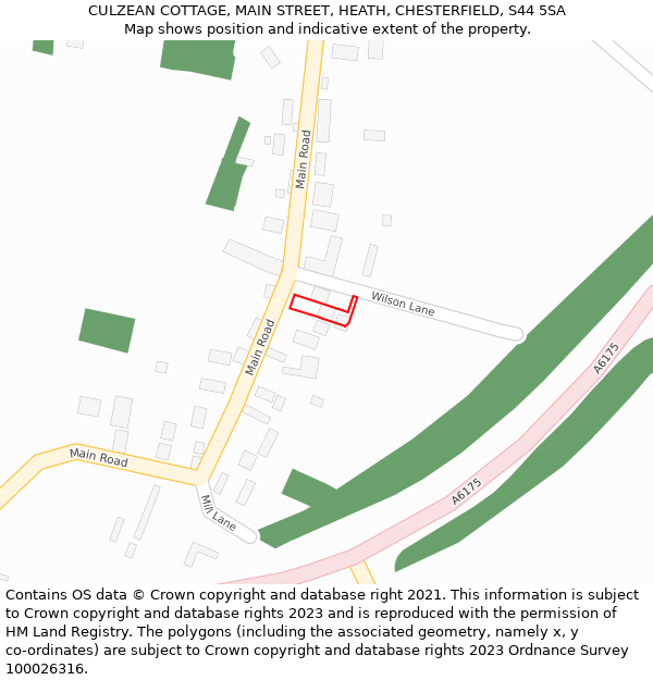 CULZEAN COTTAGE, MAIN STREET, HEATH, CHESTERFIELD, S44 5SA: Location map and indicative extent of plot