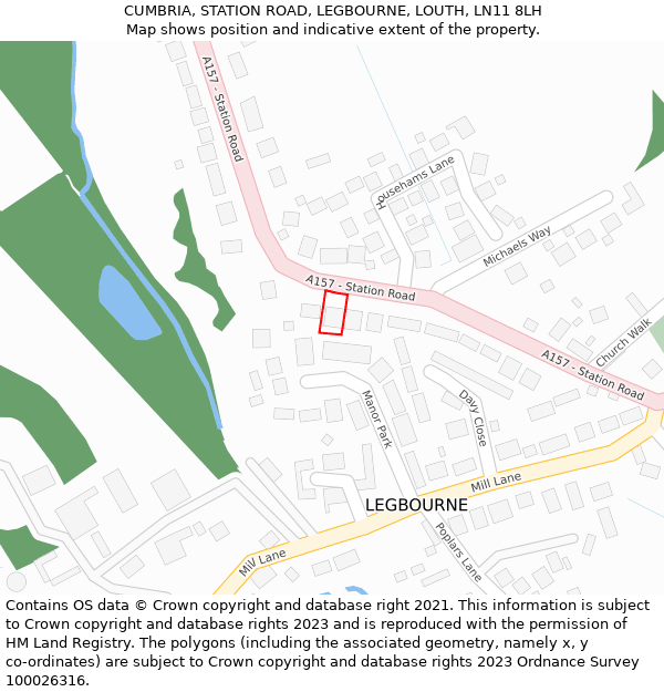 CUMBRIA, STATION ROAD, LEGBOURNE, LOUTH, LN11 8LH: Location map and indicative extent of plot