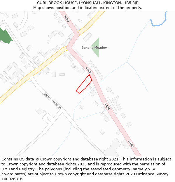 CURL BROOK HOUSE, LYONSHALL, KINGTON, HR5 3JP: Location map and indicative extent of plot