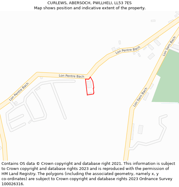 CURLEWS, ABERSOCH, PWLLHELI, LL53 7ES: Location map and indicative extent of plot