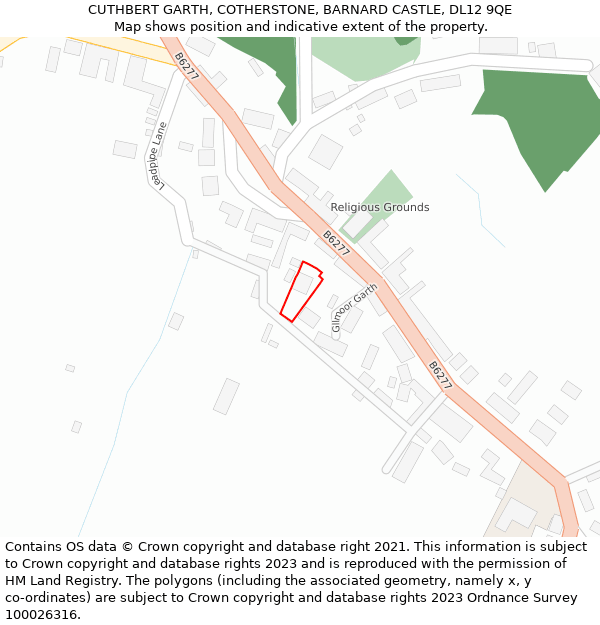 CUTHBERT GARTH, COTHERSTONE, BARNARD CASTLE, DL12 9QE: Location map and indicative extent of plot