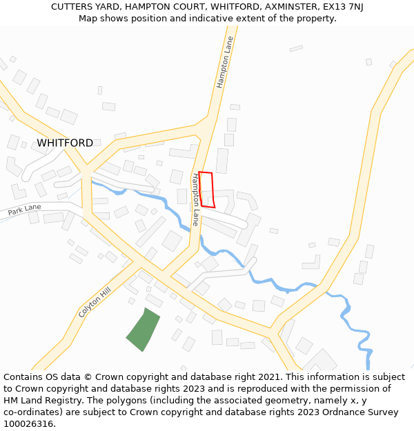 CUTTERS YARD, HAMPTON COURT, WHITFORD, AXMINSTER, EX13 7NJ: Location map and indicative extent of plot