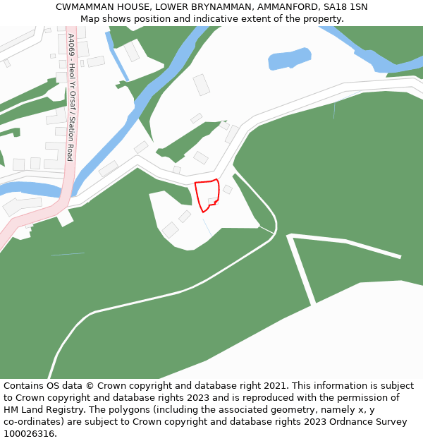 CWMAMMAN HOUSE, LOWER BRYNAMMAN, AMMANFORD, SA18 1SN: Location map and indicative extent of plot