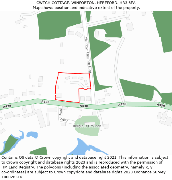 CWTCH COTTAGE, WINFORTON, HEREFORD, HR3 6EA: Location map and indicative extent of plot