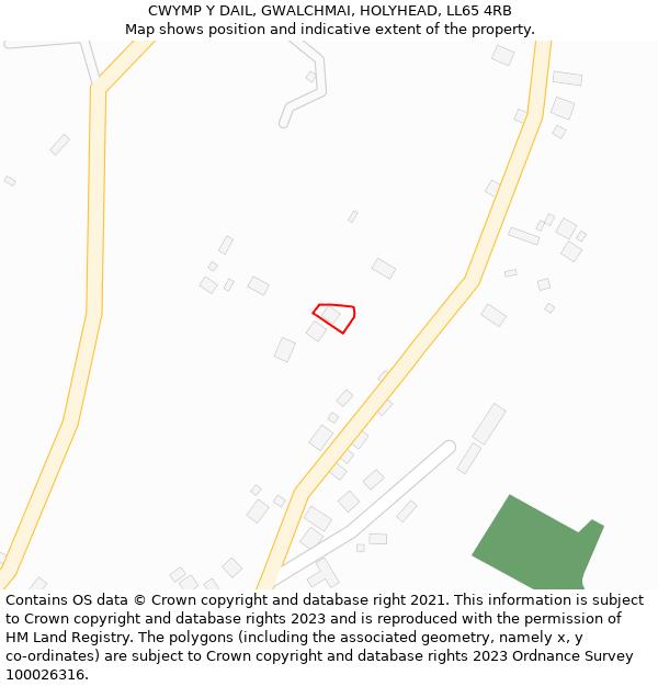 CWYMP Y DAIL, GWALCHMAI, HOLYHEAD, LL65 4RB: Location map and indicative extent of plot