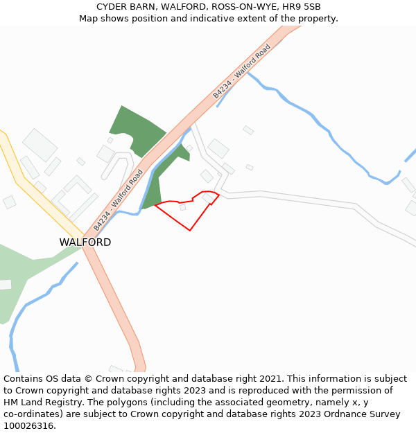 CYDER BARN, WALFORD, ROSS-ON-WYE, HR9 5SB: Location map and indicative extent of plot