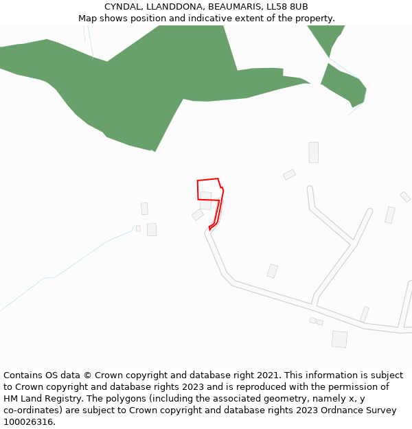 CYNDAL, LLANDDONA, BEAUMARIS, LL58 8UB: Location map and indicative extent of plot