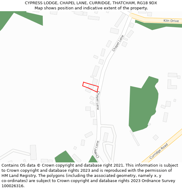 CYPRESS LODGE, CHAPEL LANE, CURRIDGE, THATCHAM, RG18 9DX: Location map and indicative extent of plot