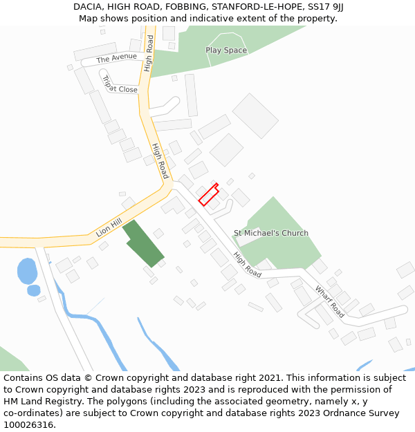 DACIA, HIGH ROAD, FOBBING, STANFORD-LE-HOPE, SS17 9JJ: Location map and indicative extent of plot