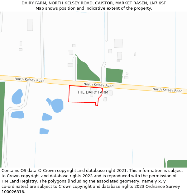 DAIRY FARM, NORTH KELSEY ROAD, CAISTOR, MARKET RASEN, LN7 6SF: Location map and indicative extent of plot