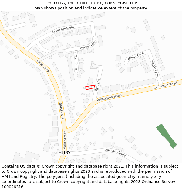 DAIRYLEA, TALLY HILL, HUBY, YORK, YO61 1HP: Location map and indicative extent of plot