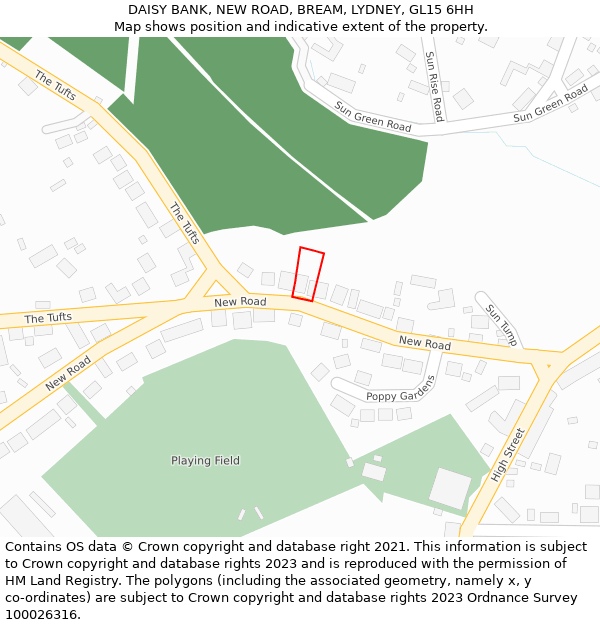 DAISY BANK, NEW ROAD, BREAM, LYDNEY, GL15 6HH: Location map and indicative extent of plot