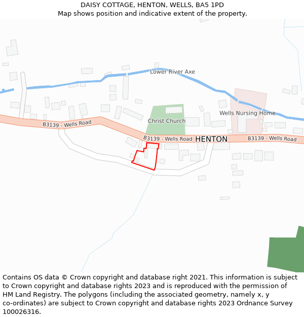 DAISY COTTAGE, HENTON, WELLS, BA5 1PD: Location map and indicative extent of plot
