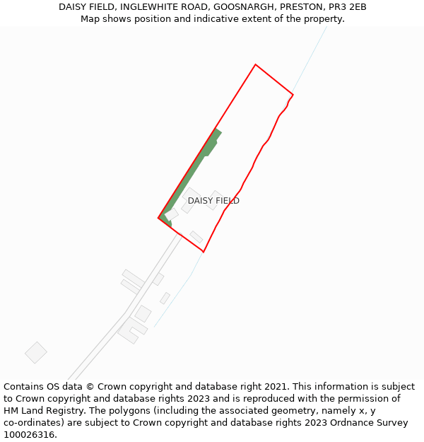DAISY FIELD, INGLEWHITE ROAD, GOOSNARGH, PRESTON, PR3 2EB: Location map and indicative extent of plot
