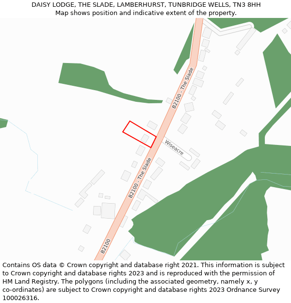 DAISY LODGE, THE SLADE, LAMBERHURST, TUNBRIDGE WELLS, TN3 8HH: Location map and indicative extent of plot