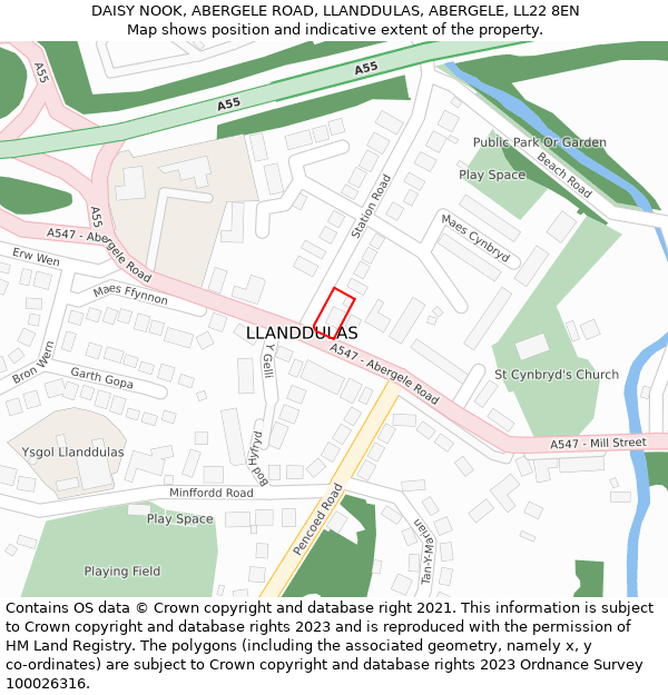 DAISY NOOK, ABERGELE ROAD, LLANDDULAS, ABERGELE, LL22 8EN: Location map and indicative extent of plot