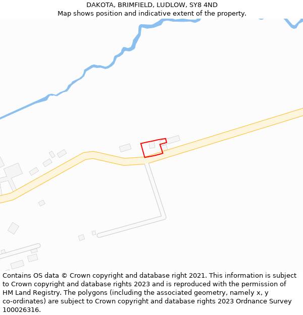 DAKOTA, BRIMFIELD, LUDLOW, SY8 4ND: Location map and indicative extent of plot