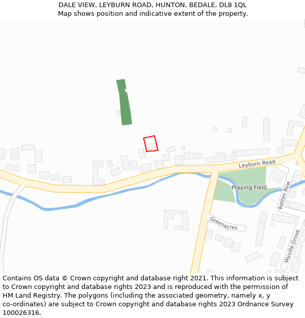 DALE VIEW, LEYBURN ROAD, HUNTON, BEDALE, DL8 1QL: Location map and indicative extent of plot