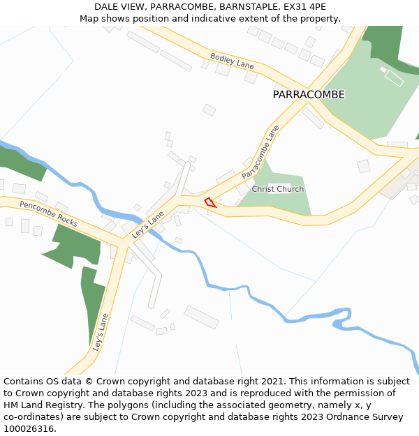 DALE VIEW, PARRACOMBE, BARNSTAPLE, EX31 4PE: Location map and indicative extent of plot