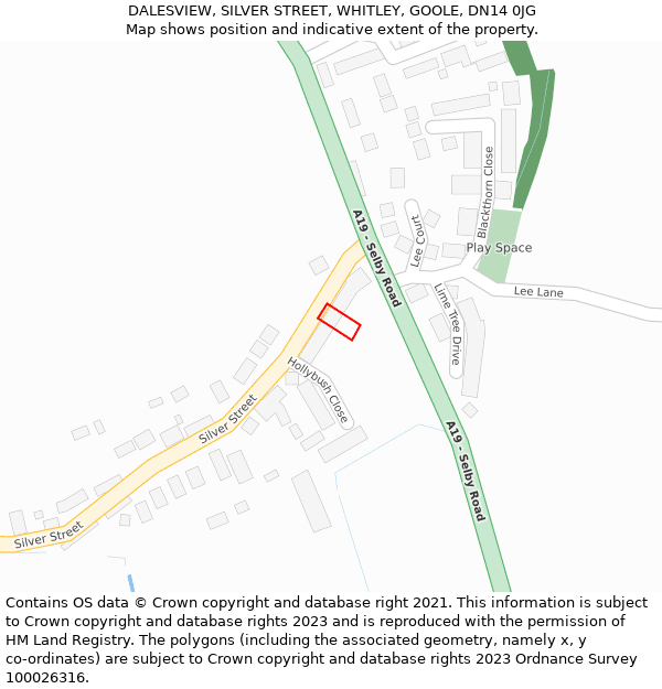 DALESVIEW, SILVER STREET, WHITLEY, GOOLE, DN14 0JG: Location map and indicative extent of plot